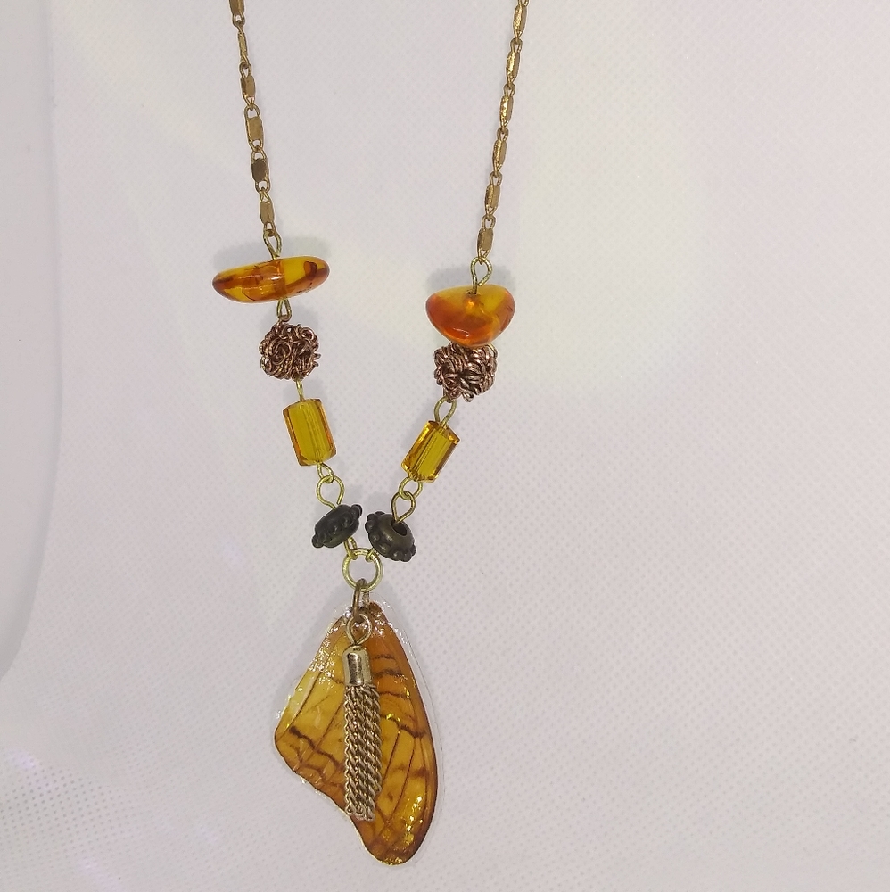 One of a kind real butterfly wing handmad necklace